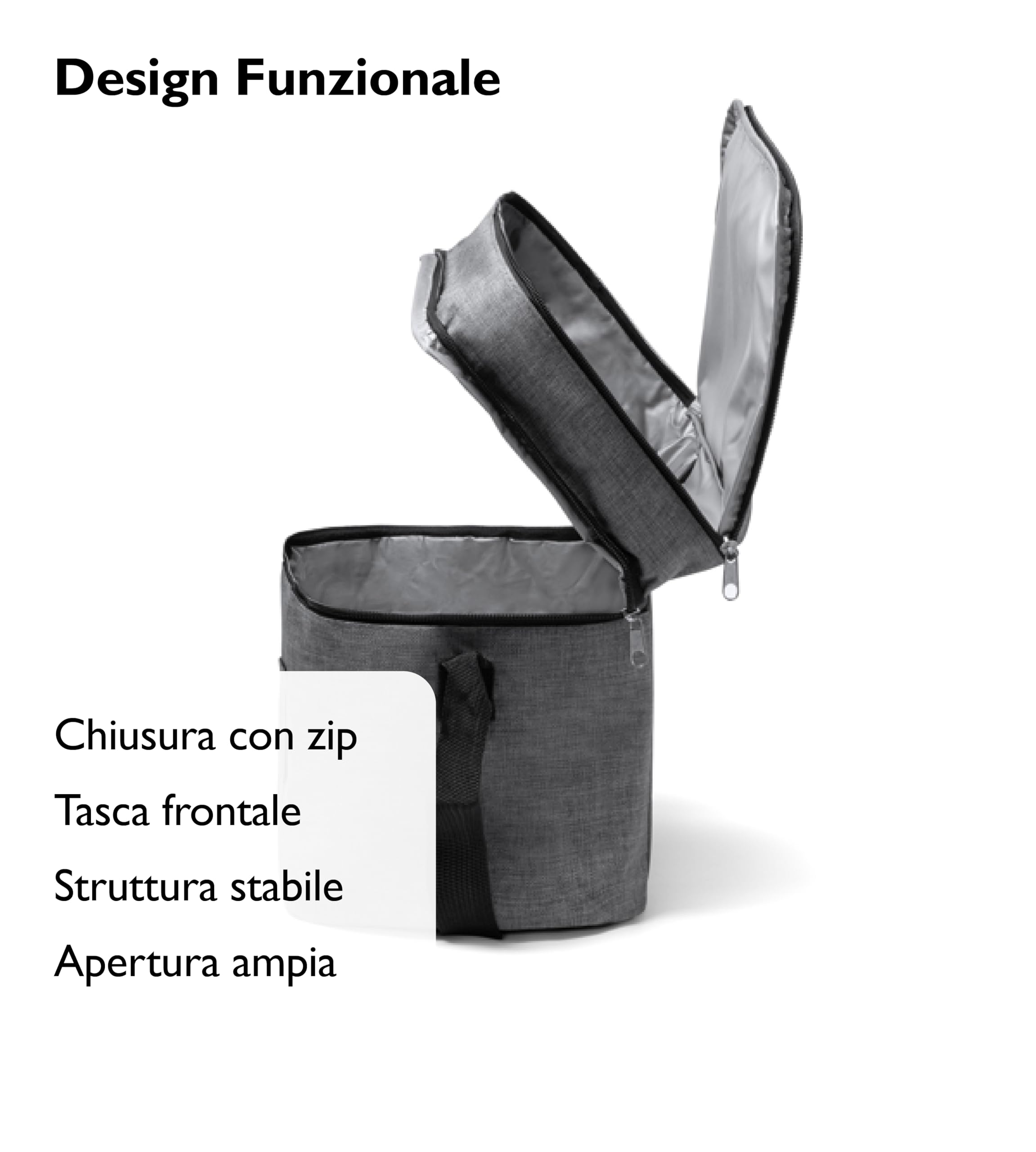 Generico Borsa Termica 30x20x25 cm con Zip e Tasca Frontale