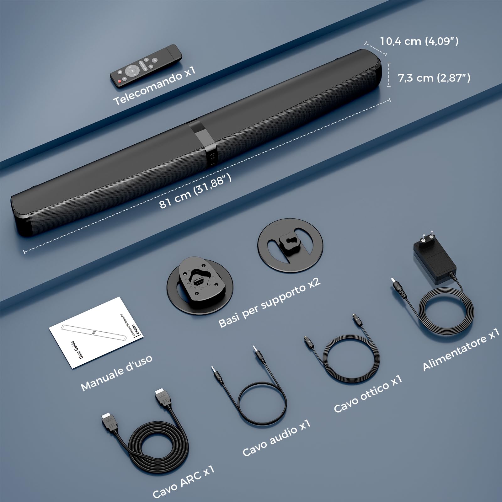 GarageRock Soundbar per Smart TV, versione aggiornata 2026 da 90 W, altoparlante TV con Bluetooth 5.3, ARC/ottico/AUX, design 2 in 1 staccabile, sistema home theater per TV/PC/proiettori
