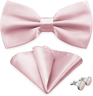 Pajarita para hombre, clásico de color sólido para hombres y pañuelo de bolsillo con gemelos para traje y camisa DE-M-B-1T