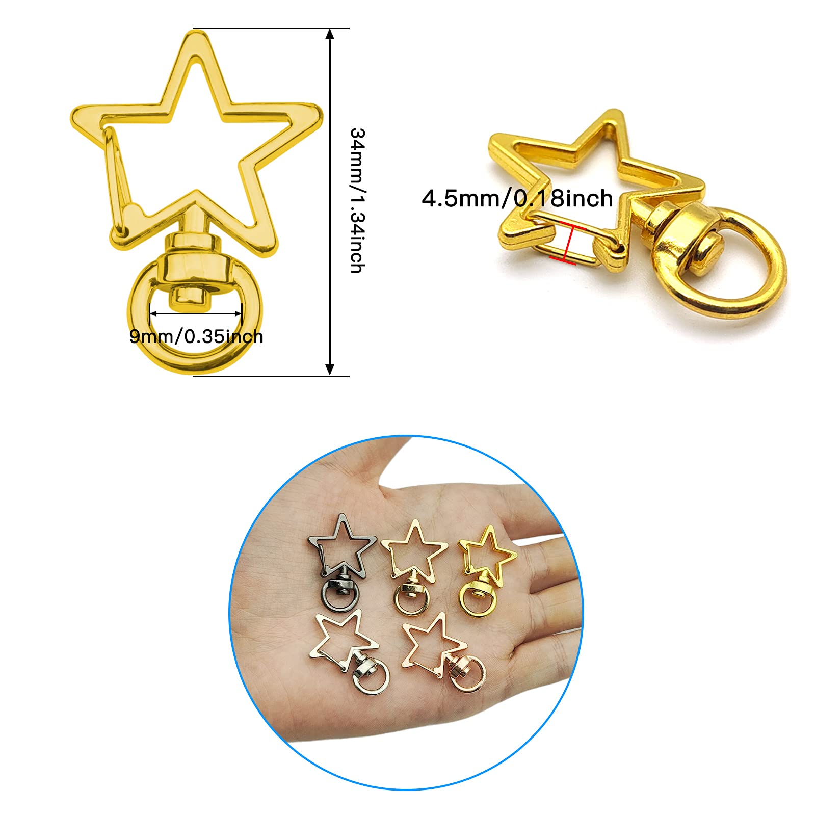 Amazon.com: 50pcs Star Shaped Spring Clasp, 5 Colors Metal Swivel