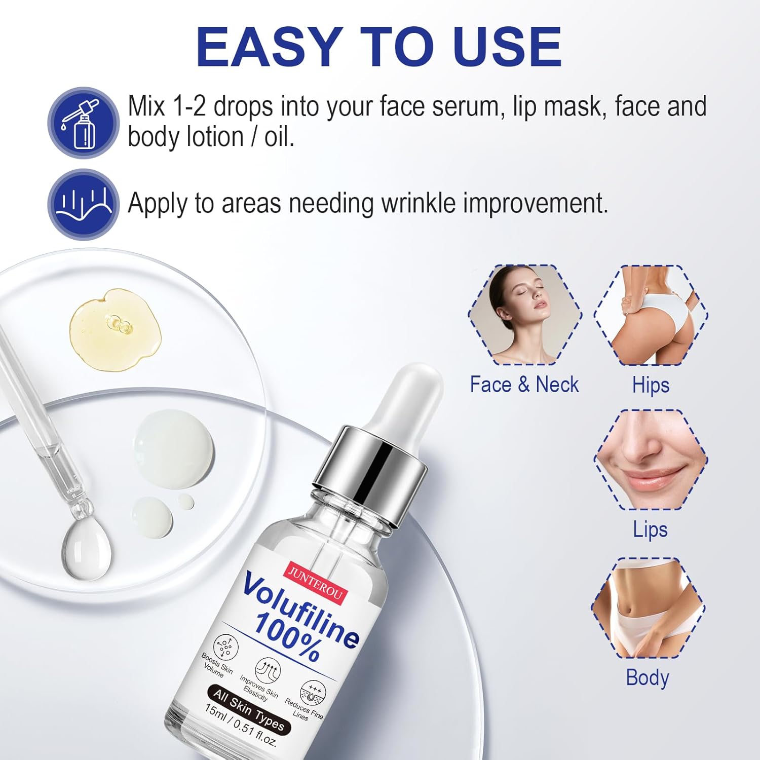 100% Volufiline Serum Skincare, Wrinkle Lifting and Firming Serum-Improve Fine Lines & Skin Elasticity, Advanced Hydration & Rejuvenation for Youthful Skin, DIY Skincare, Care Support, 0.51 fl.oz - Image 6