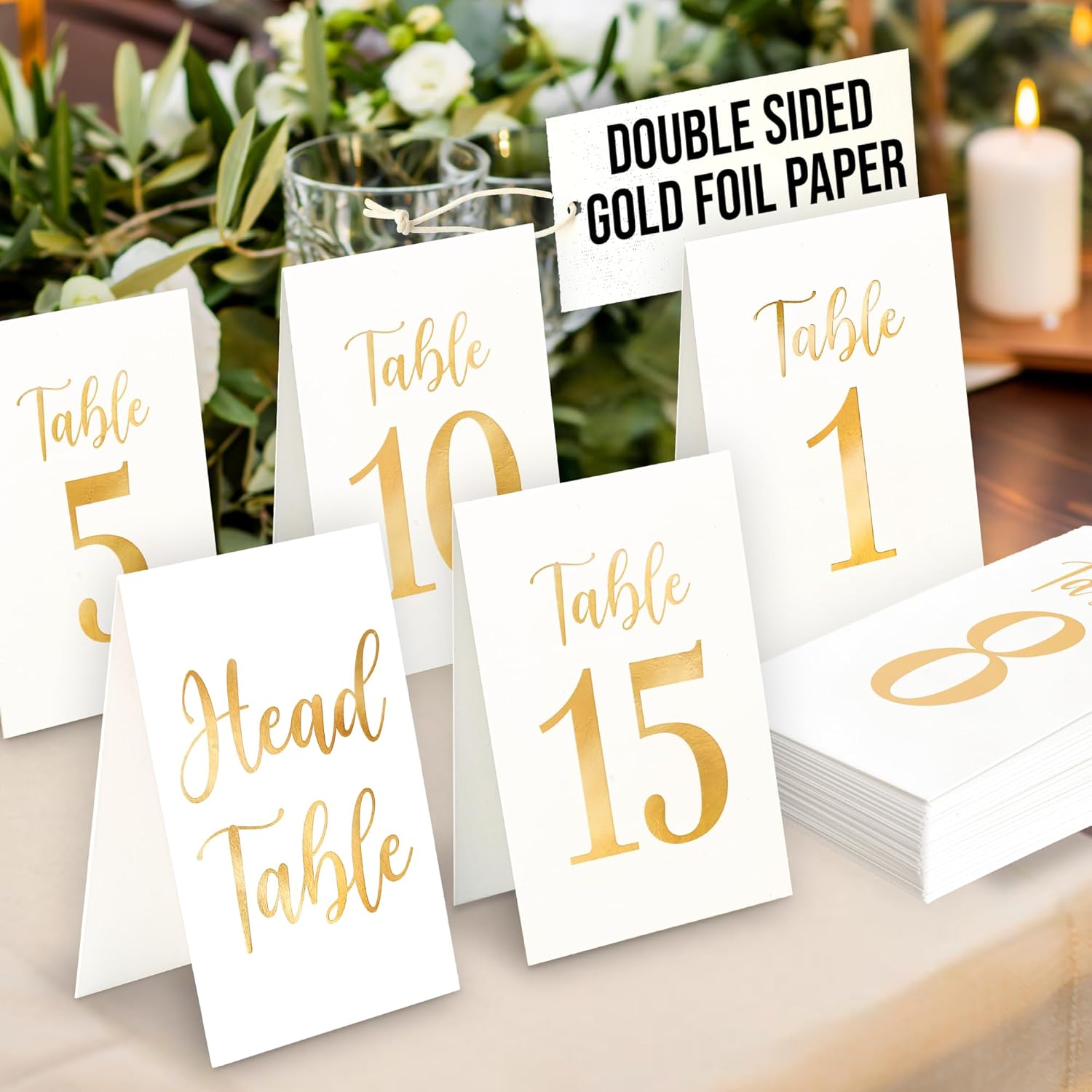 Paper Table Numbers For Wedding Reception 1-30, Gold Wedding Table Number 1-30 With Head Tables Numbers Cards