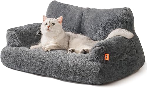 Miniatura 10 de MEWOOFUN Cama para gatos de interior, cama lavable para perros pequeños y gatos con funda extraíble, sofá esponjoso para gatos con parte inferior