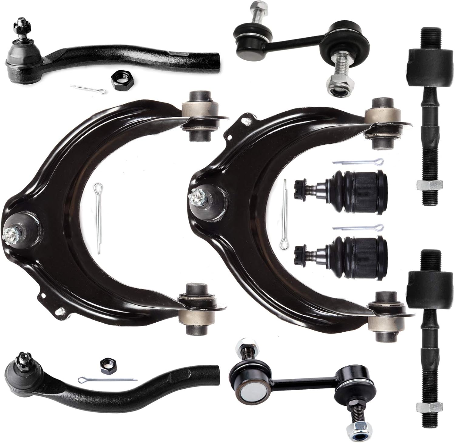 LSAILON 10pcs Upper Control Arm Inner Tie Rod End Outer Tie Rod End Sway Bar End Link Lower Ball Joint Suspension Kit Fit 2004-2008 For Acura TSX 2003-2007 For Honda For Accord