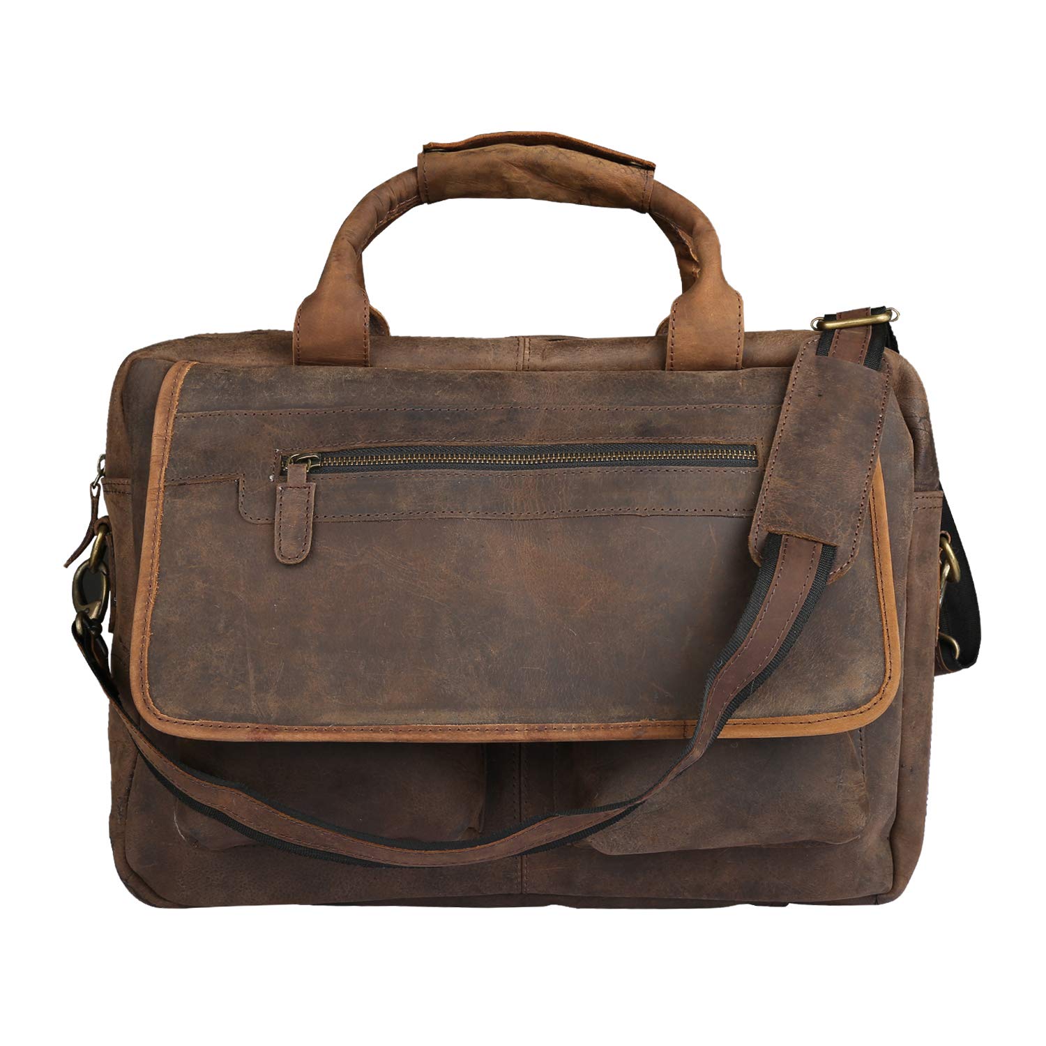 Mens Messenger Bag 16 Inch Vintage Genuine Leather Laptop Shoulder Bag for Travel Office Work Colleg
