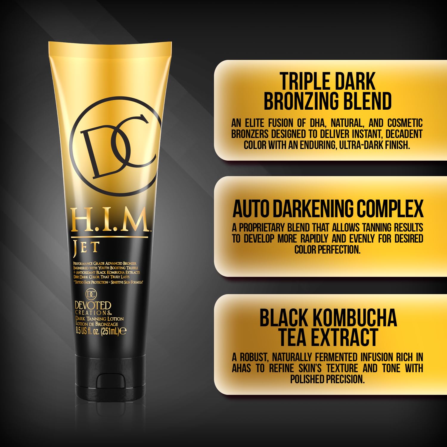 Devoted Creations HIM Jet - Performance Grade Ultra Rich Triple Bronzer Dark Tanning Lotion