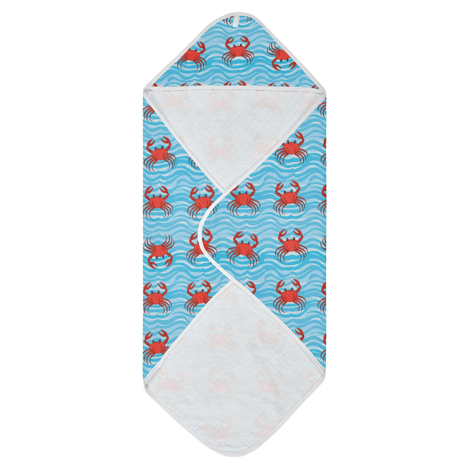 Msyxl Crab Cartoon Wave Hooded Towel - Ultra Soft & Absorbent Muslin Cotton Bath Towel for Babies, Toddlers, Newborn - Boys & Girls Essential 30