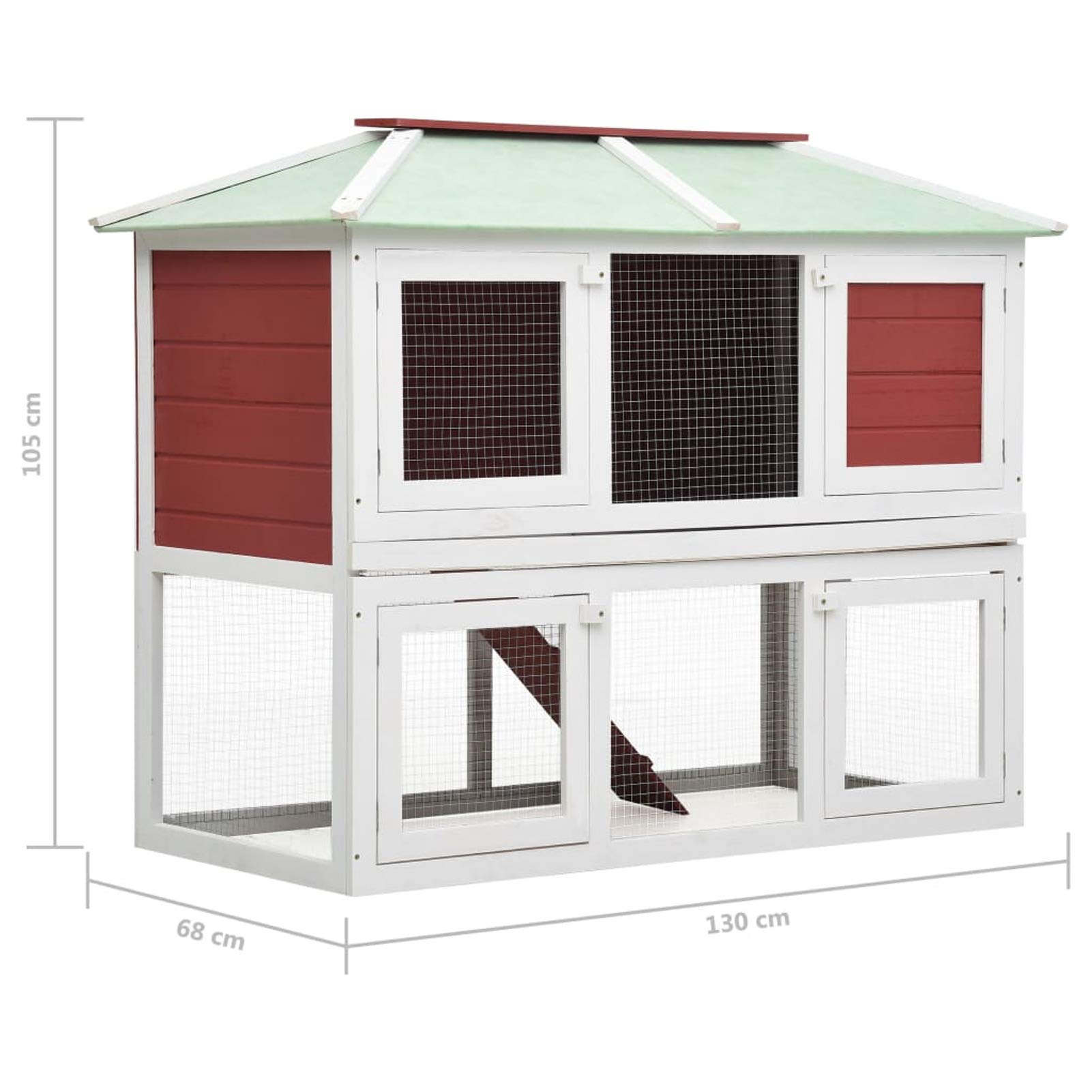 ShGaxin Conejera Jaula de Animales con Doble Piso, Jaula Cobaya, Jaulas para Conejos, Jaula Hamster, Casa Conejo, Casita Conejo, Conejo, de Madera Rojo