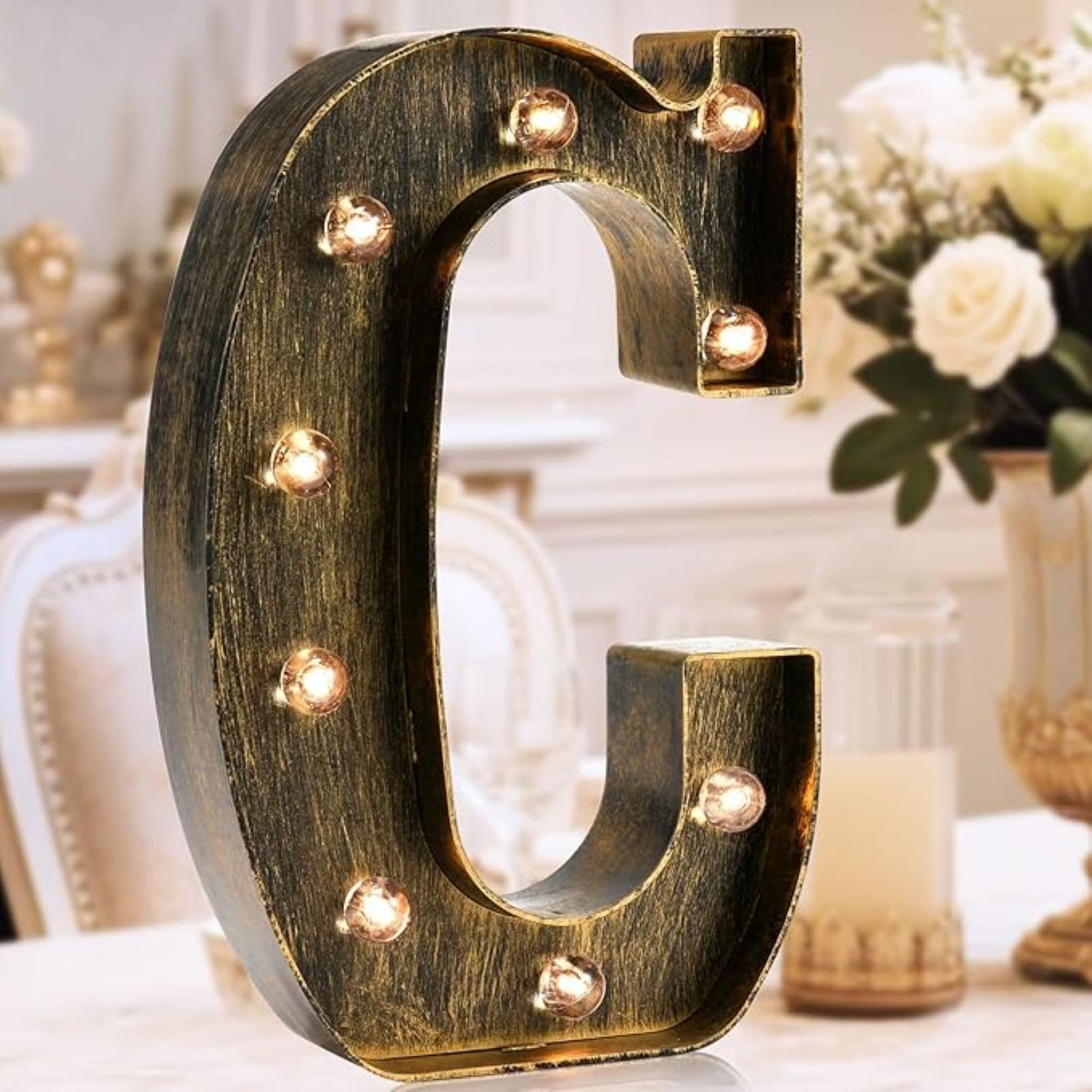 Jemnpela LED Marquee Letter Number Sign Lights Glitter Light Up Alphabet Figure Night Light for Birthday Party Wedding Home Bar Holiday Wall Decoration