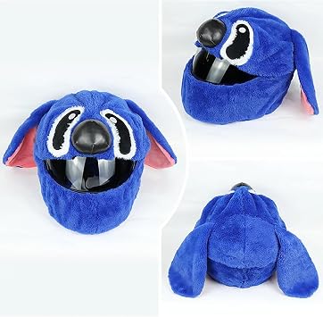 Motorcycle Helmet Cover Men Women Plush Cover Cartoon Plush Motorcycle Helmet Cover Interesting Helmet Blue