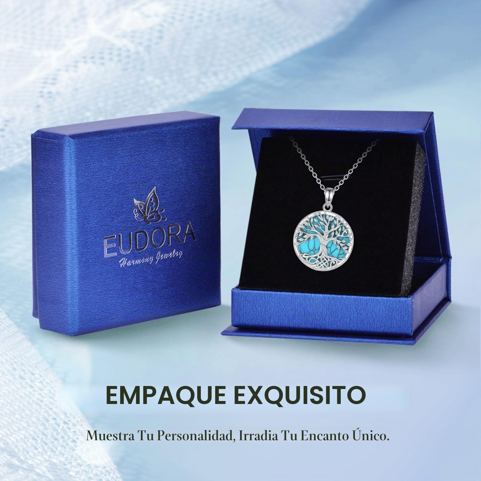Colgante Árbol de La Vida Plata de Ley 925 Collar de Nudo Celta Árbol de La Vida Vintage Yggdrasil Turquesa Joyería, Regalo Amuleto para Mujer Hombre Madre Mama Hija, 18"