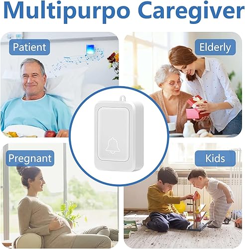 Miniatura 3 de Timbre de puerta con 7 colores de luz brillante y 4 volúmenes, timbres inalámbricos de 600 pies, en el hogar/oficina, adecuado para personas mayores