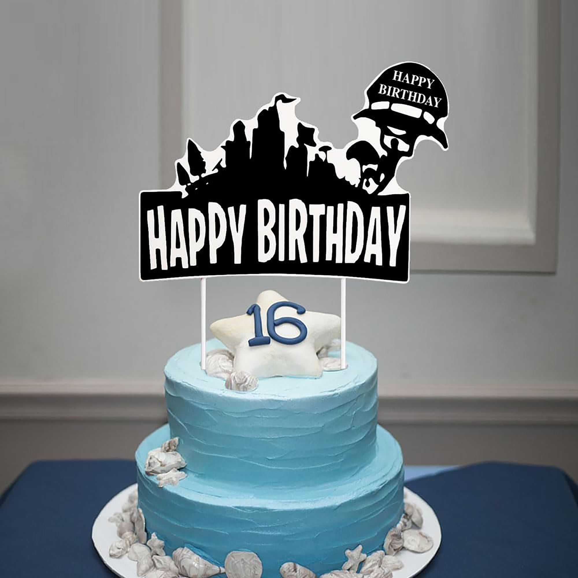 Battle Royale Cake Topper - Video Game Themed Birthday Decoration For Boys & Kids