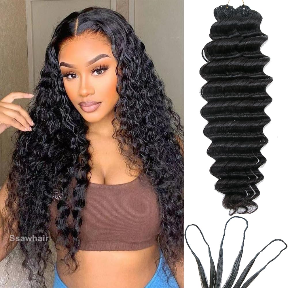 Amazon.com : Ssawhair Deep Wave Crochet Human Hair Knotless  display picture 1