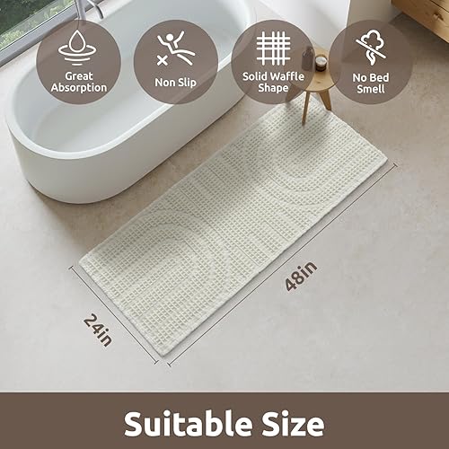 Miniatura 22 de AMOAMI Alfombra de baño Waffle, alfombras de baño súper absorbentes para el baño, alfombras de baño lavables a máquina sin deslizamiento, alfombras