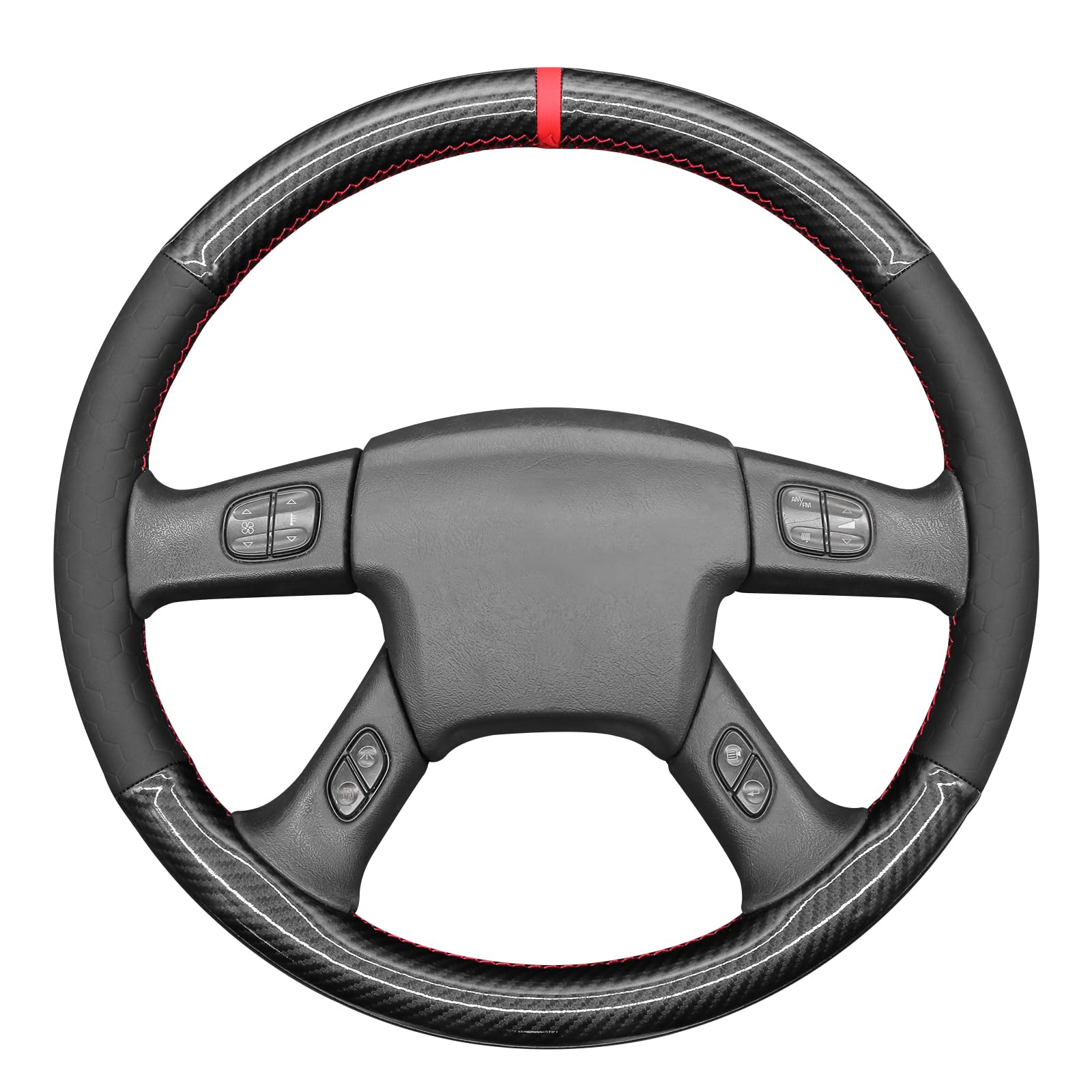 MEWANT Steering Wheel Cover for Chevy Silverado 1500/2500/3500 2003-2006 /Trailblazer 2002-2009 Hand-Stitched Car Steering Wrap