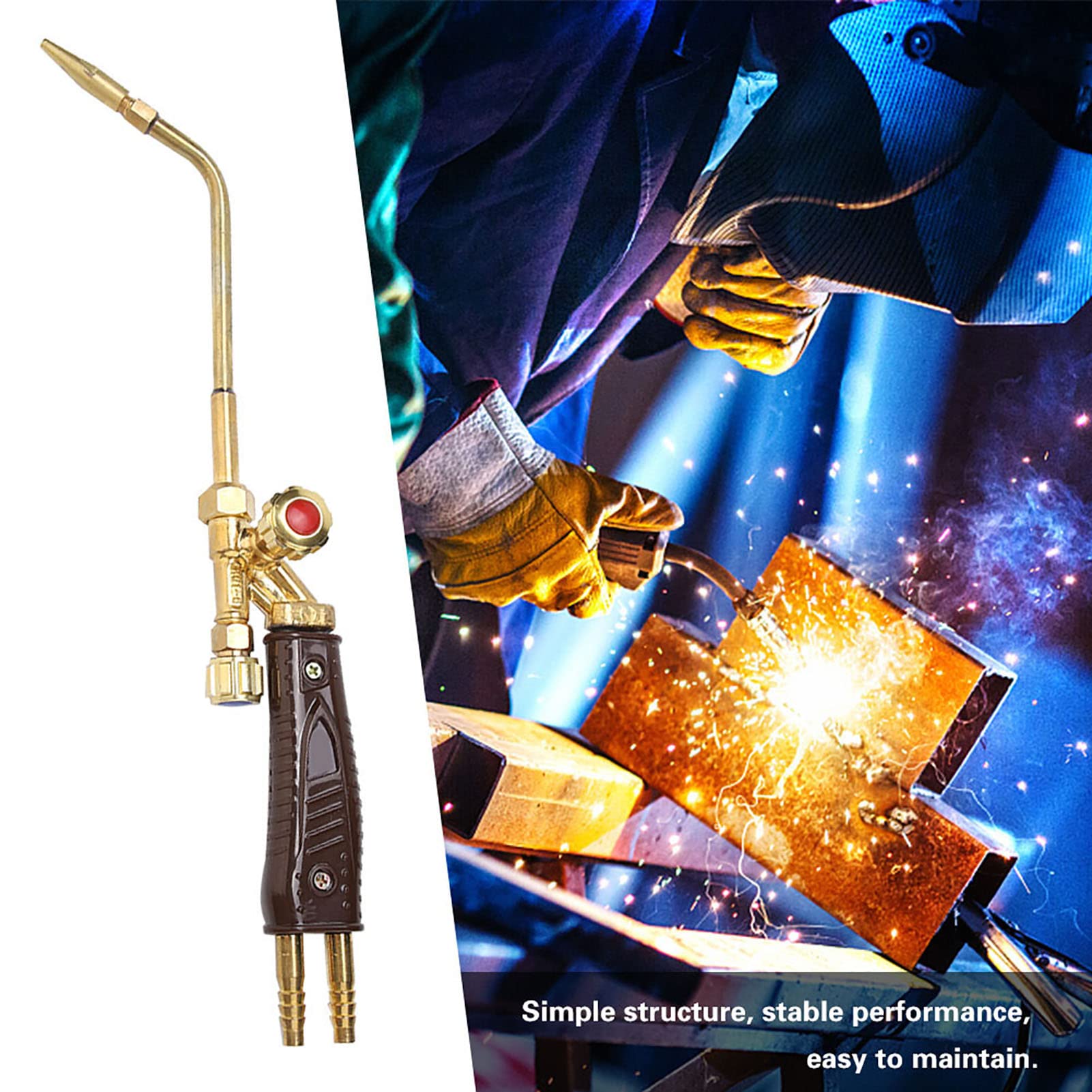 Torcia per Saldatura con Cannello a Ossigeno, Torcia per Saldatura a Gas, Torcia per Saldatura a Iniezione, Prestazioni Stabili, Lunghezza Totale 39 Cm (H01-6)