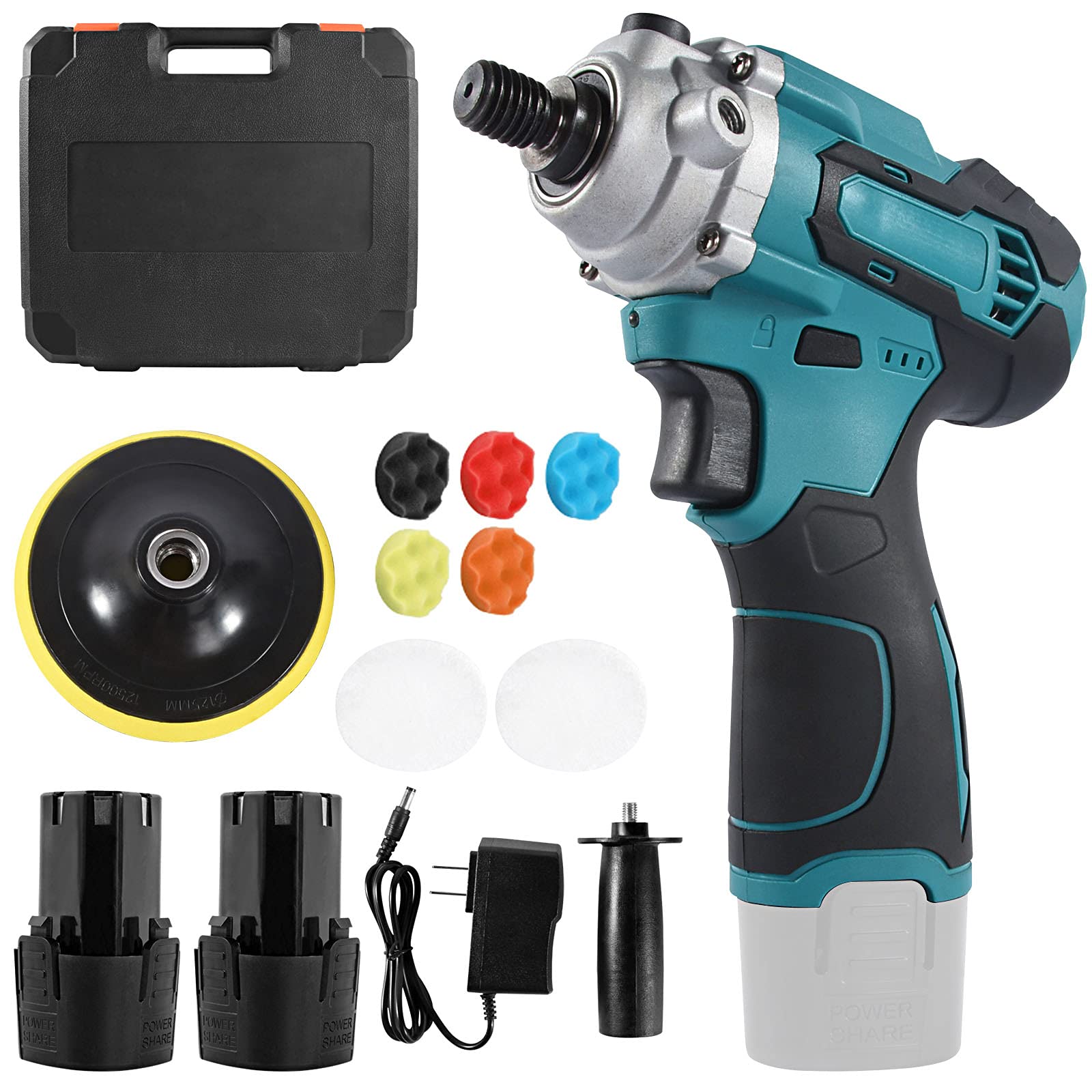 Lucidatrice per Auto 20V Ceretta Portatile a Batteria agli Ioni di Litio Orbitale Doppia Azione Levigatrice Lucidatura Strumento di Riparazione dei Graffi con 2 Batterie