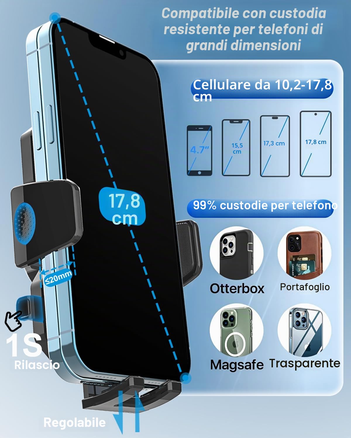 Supporto Telefono Auto CD Slot, Porta Cellulare Auto Lettore CD | con Braccio Estensibile & Rotazione a 360° per iPhone 17 Pro Max Plus 16 15, Galaxy S26, Pixel, Tutti i Phone da 4-7"