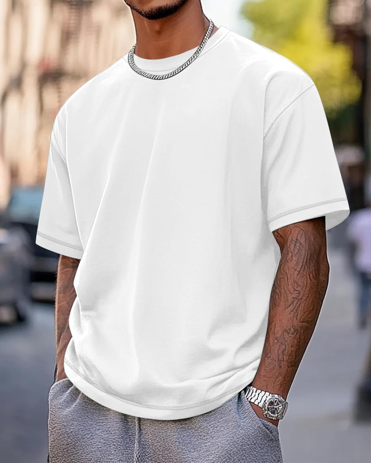 3 Pack Men's Big and Tall T-Shirts, Crew Neck Cotton Short Sleeve Tees Summer Side Slits Shirts Casual Basic Tops - Image 3