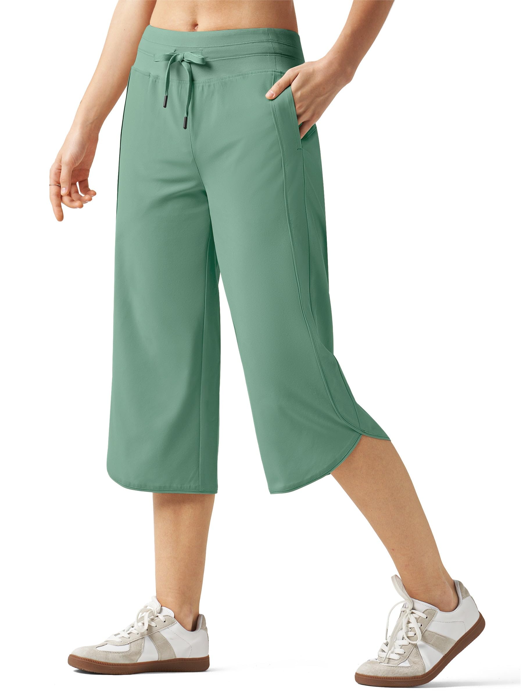 Willit Women's Capri Athletic Hiking Wide Leg Quick Dry Capri Pants Casual Lightweight Summer Cropped Pants
