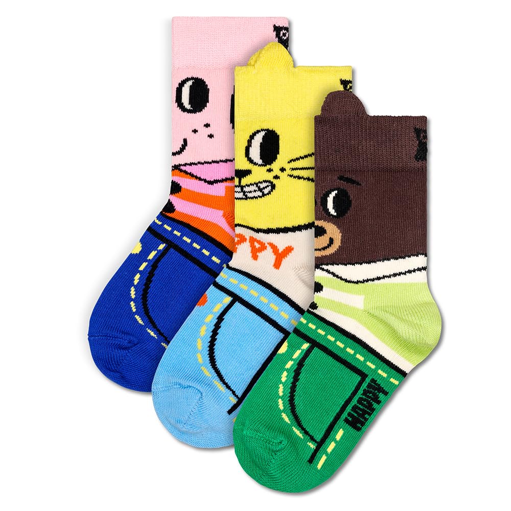 Happy Socks Djuret Socks – Chaussettes en coton dans des coffrets cadeaux colorés et amusants – avec imprimé chien et chat