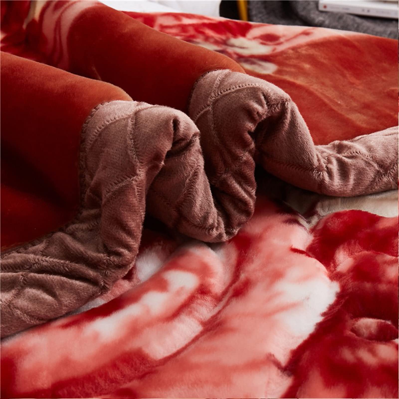 Luxuriöse schwere Fleecedecke aus koreanischem Nerz, King-Size-Größe, warm, 2-lagig, wendbar, flauschige Thermodecke für Herbst und Winter, J, 200 x 230 cm, 4 kg