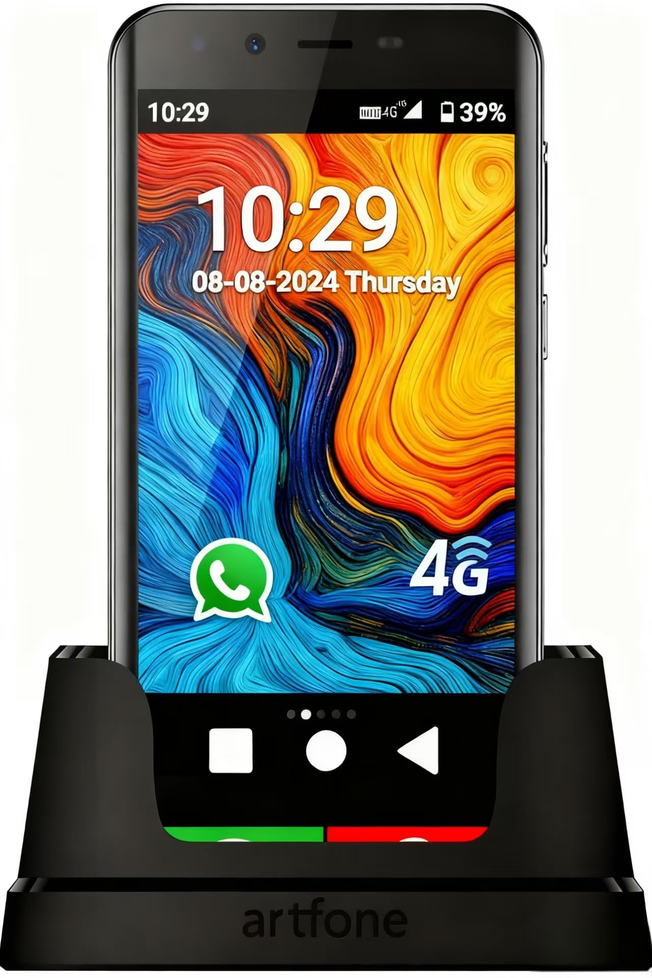 artfone SMART_500 4G Smartphone Anziani Icone Grandi丨Display HD 5 pollici丨Pulsante SOS丨Android 12丨Fotocamera posteriore 13MP丨Batteria 2800mAh丨WI-FI丨GPS丨Cellulare per anziani con Whatsapp - Nero