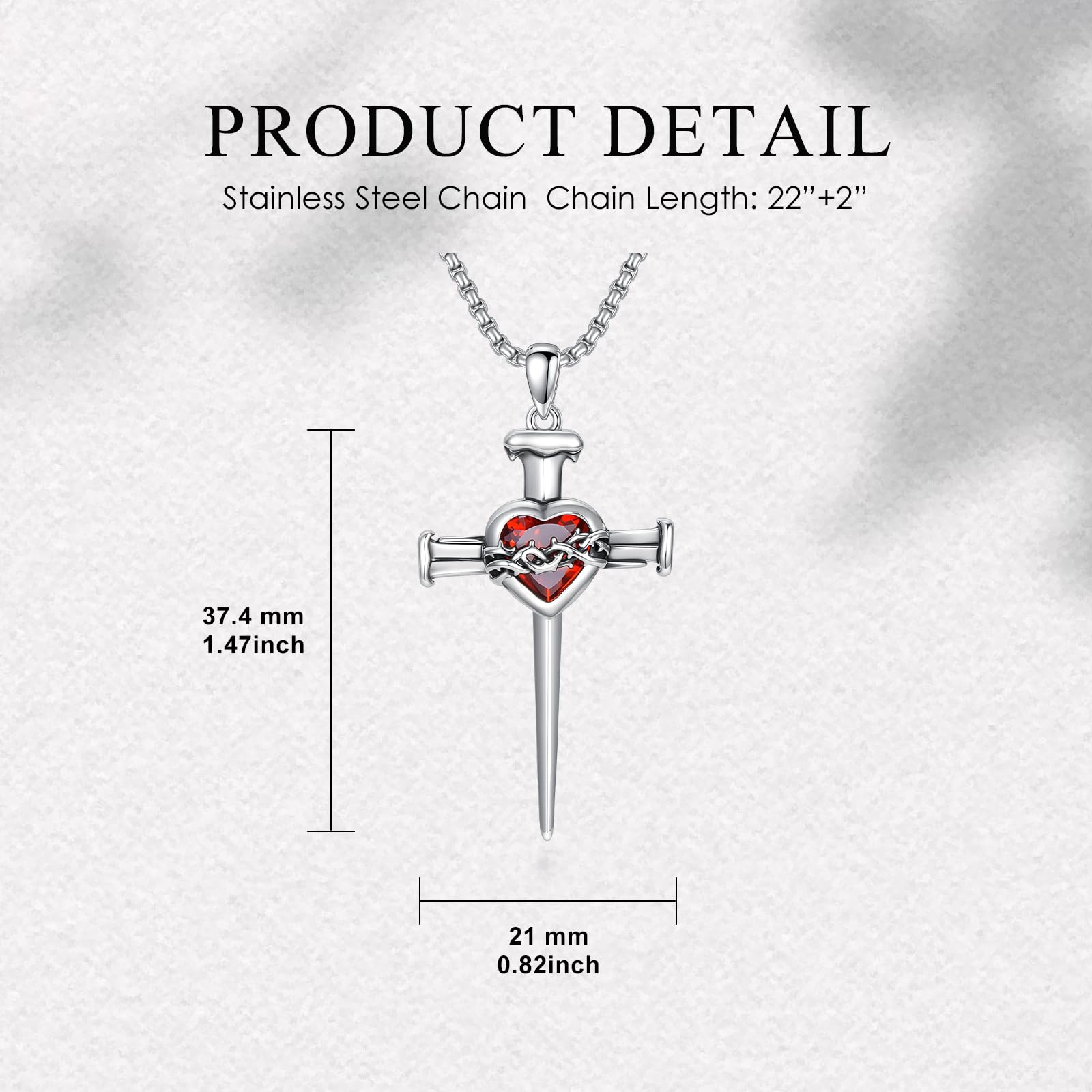 PROESS Catena a croce da uomo in argento sterling 925 corona con spine / stella di David / Gesù Croce Gioielli religiosi Regalo di Natale per le donne, Argento Sterling, Nessuna gemma
