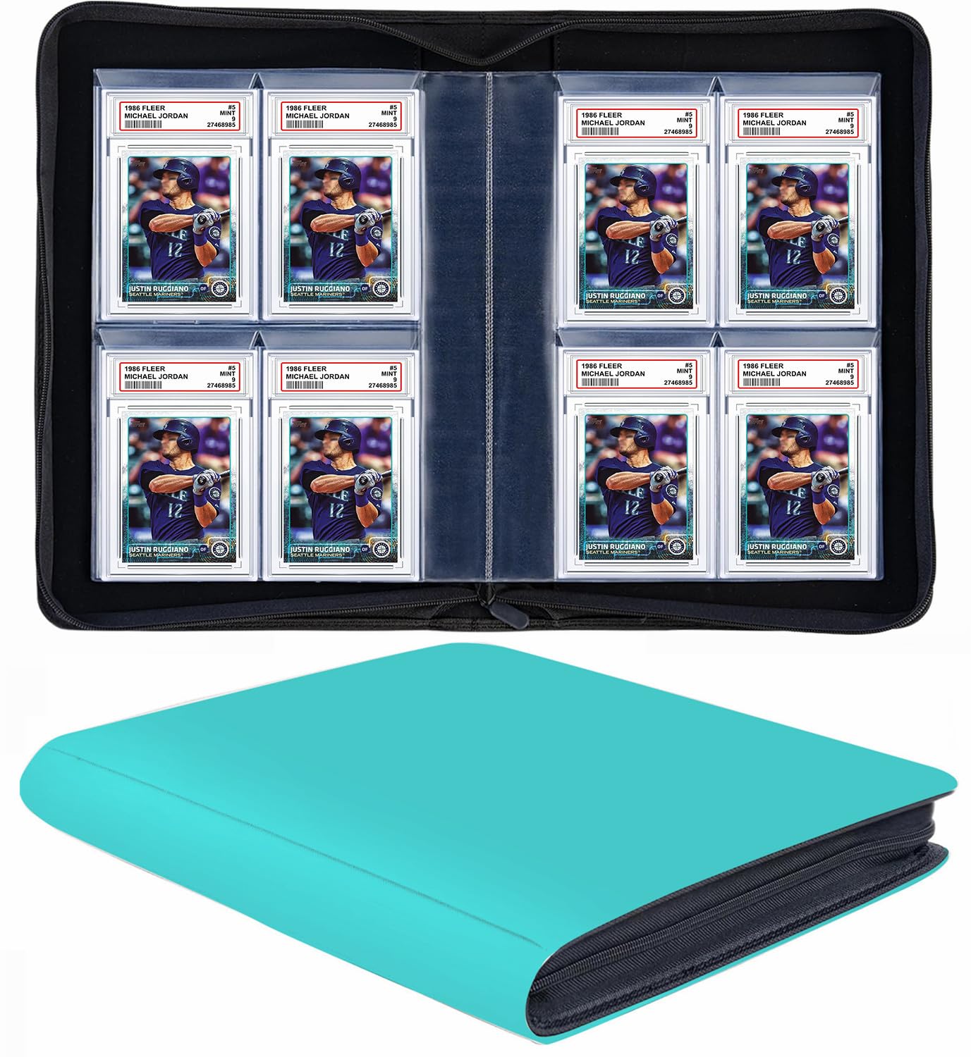 Carpeta de tarjetas clasificada de 40 bolsillos, álbum de soporte de losa de PSA de carga superior, carpeta de almacenamiento de tarjetas de piel sintética, carpeta de tarjetas PSA de 4 bolsillos con