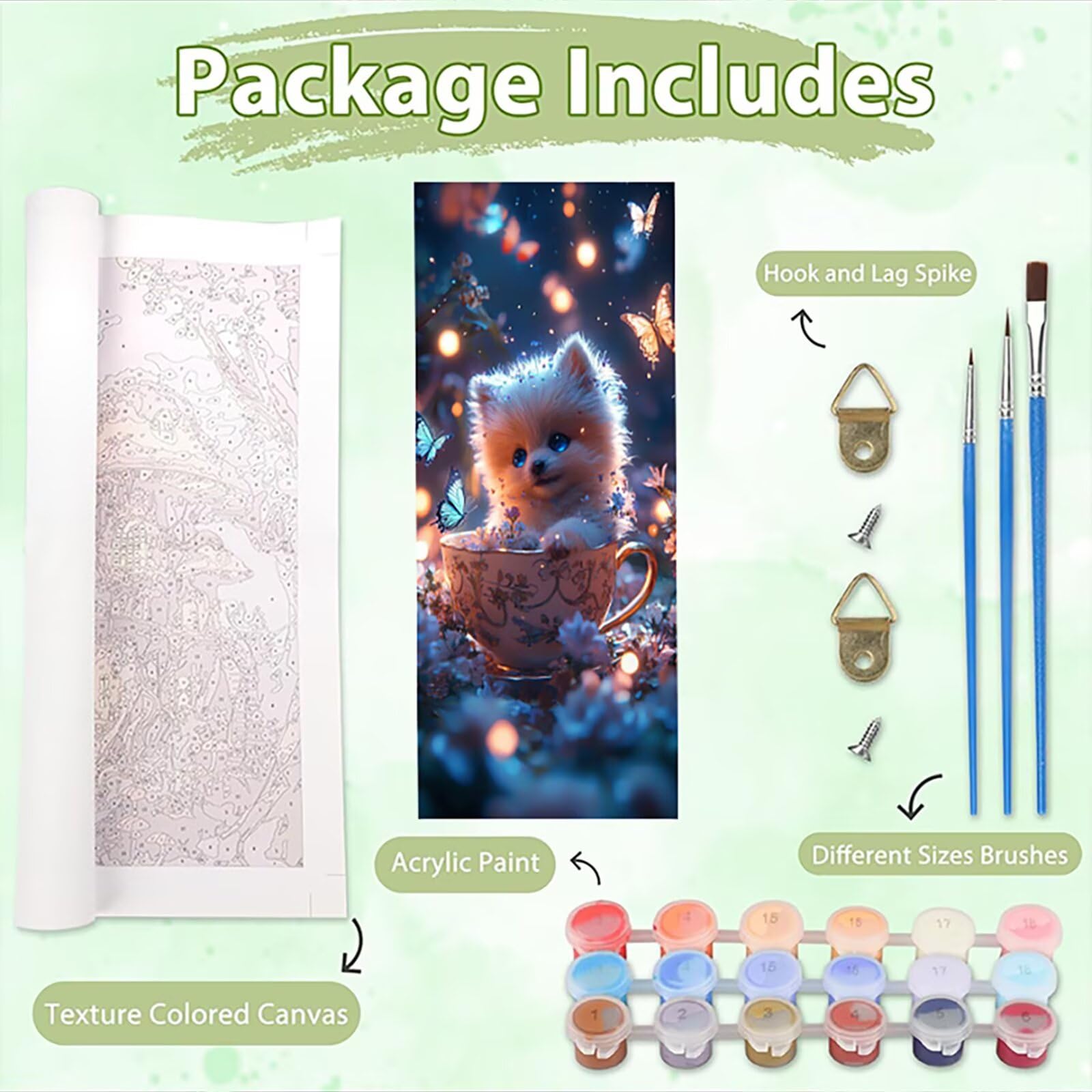 Malen Nach Zahlen 50x150cm Leinwand Teetasse Malen Nach Zahlen Erwachsene mit Ohne Rahmen, DIY Kreativ Set für Erwachsene mit Pinseln und Acrylfarbe, Zimmer Deko Hund Landschaft Geschenk, P0M-971