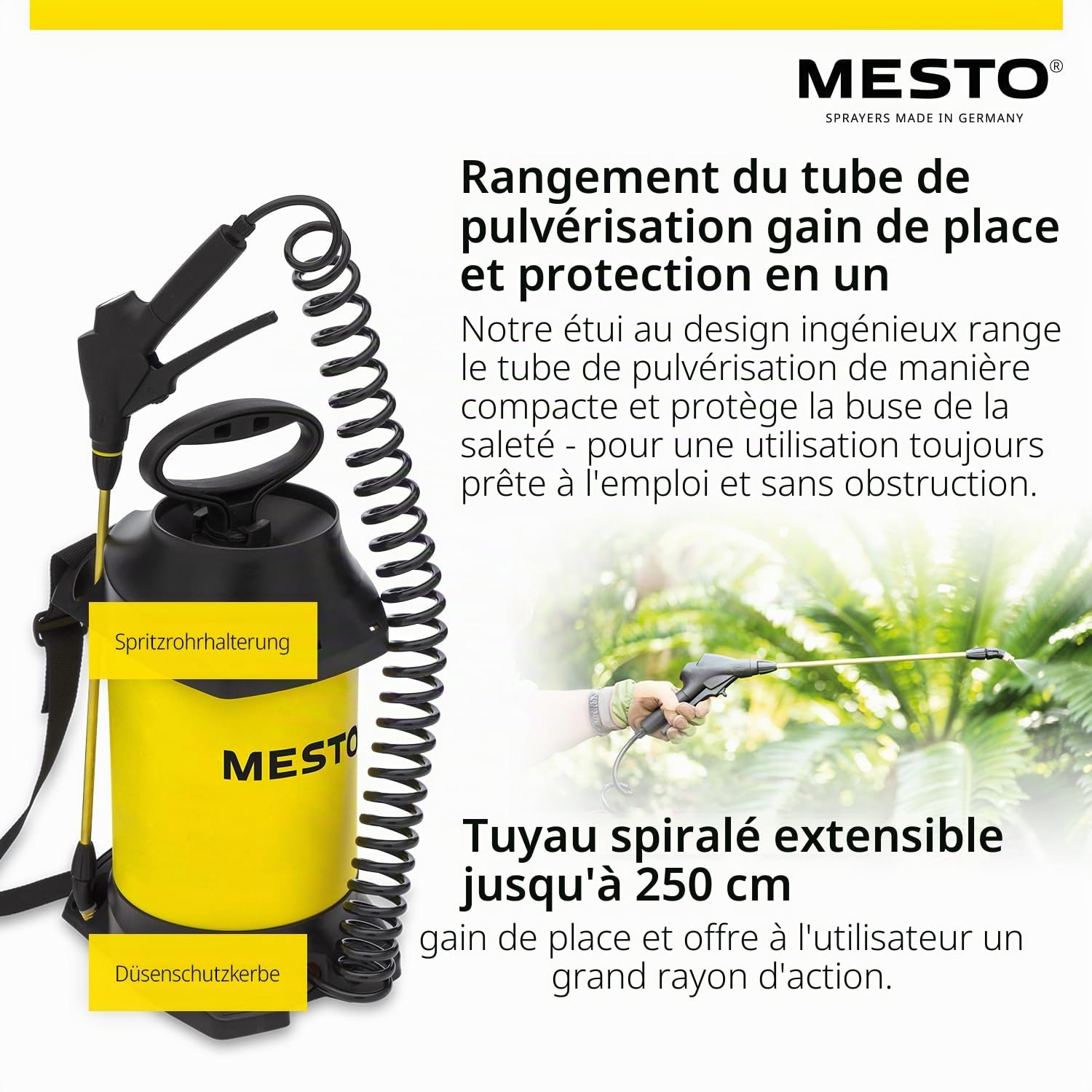 Mesto Profi 5 Pulvérisateur 5L avec Tamis 120mm | 3 Bar | Maison & Jardin | Joints FPM | Pulvérisateur à Pression pour Plantes, désherbage et Protection des végétaux | Flacon Pompe Robuste