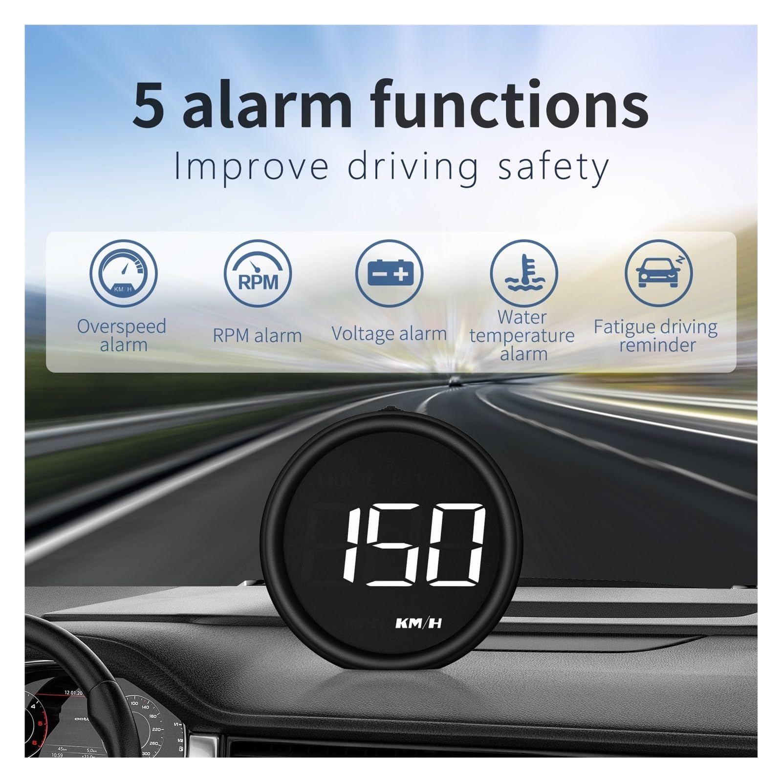OBD2 B1 Pantalla Frontal De Coche Proyector Alarma OBD Consumo De Combustible Automático Velocímetro Medidor De Temperatura del Agua Voltímetro Seguro FáCil De Usar