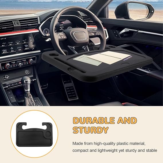 Car Table Steering Wheel Double Sided Multifunctional Tray Laptop Holder