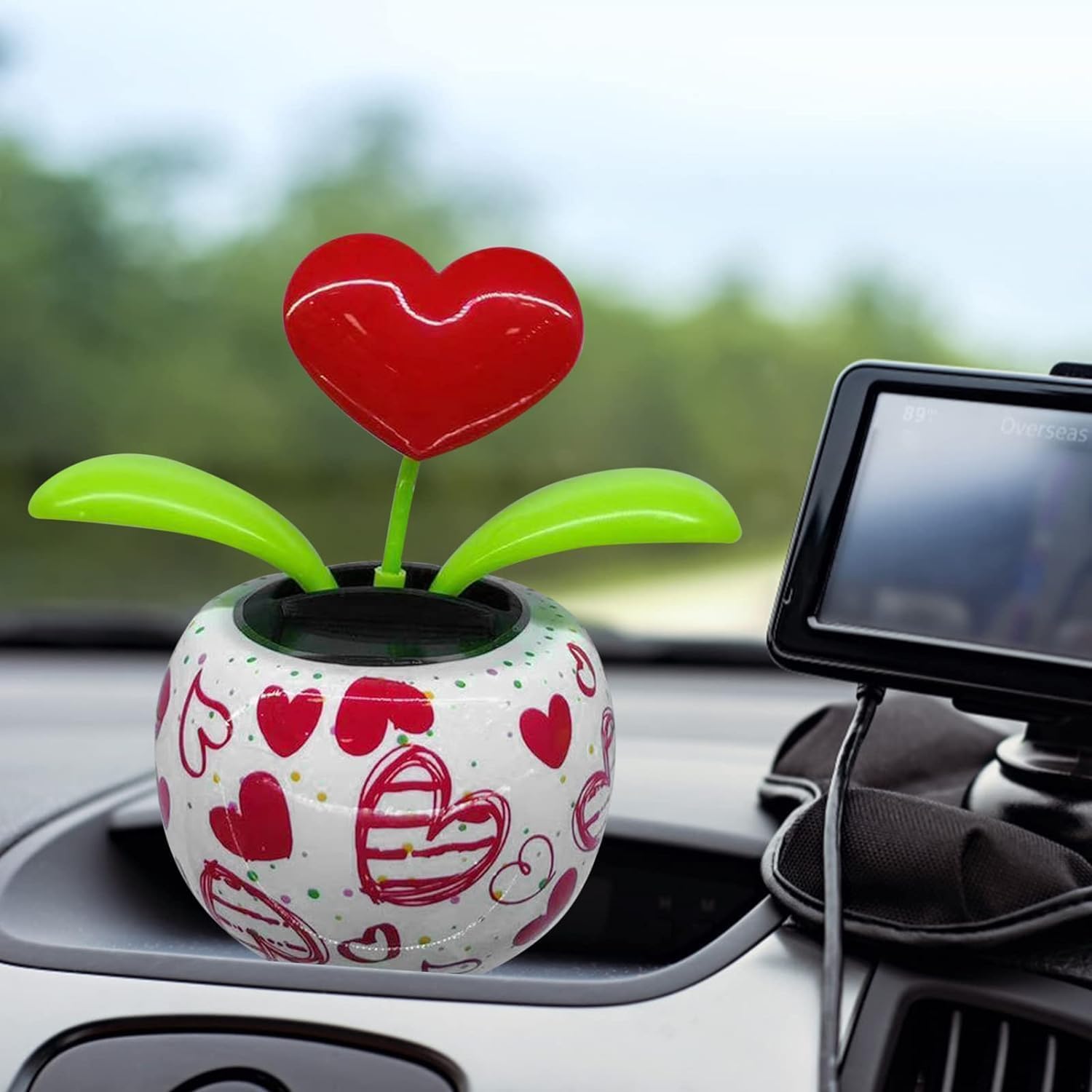 Red Solar Powered Dancing Figurines Toy, Solar Dance Flower, Heart Swing Dancing Flower in Pots - Image 3