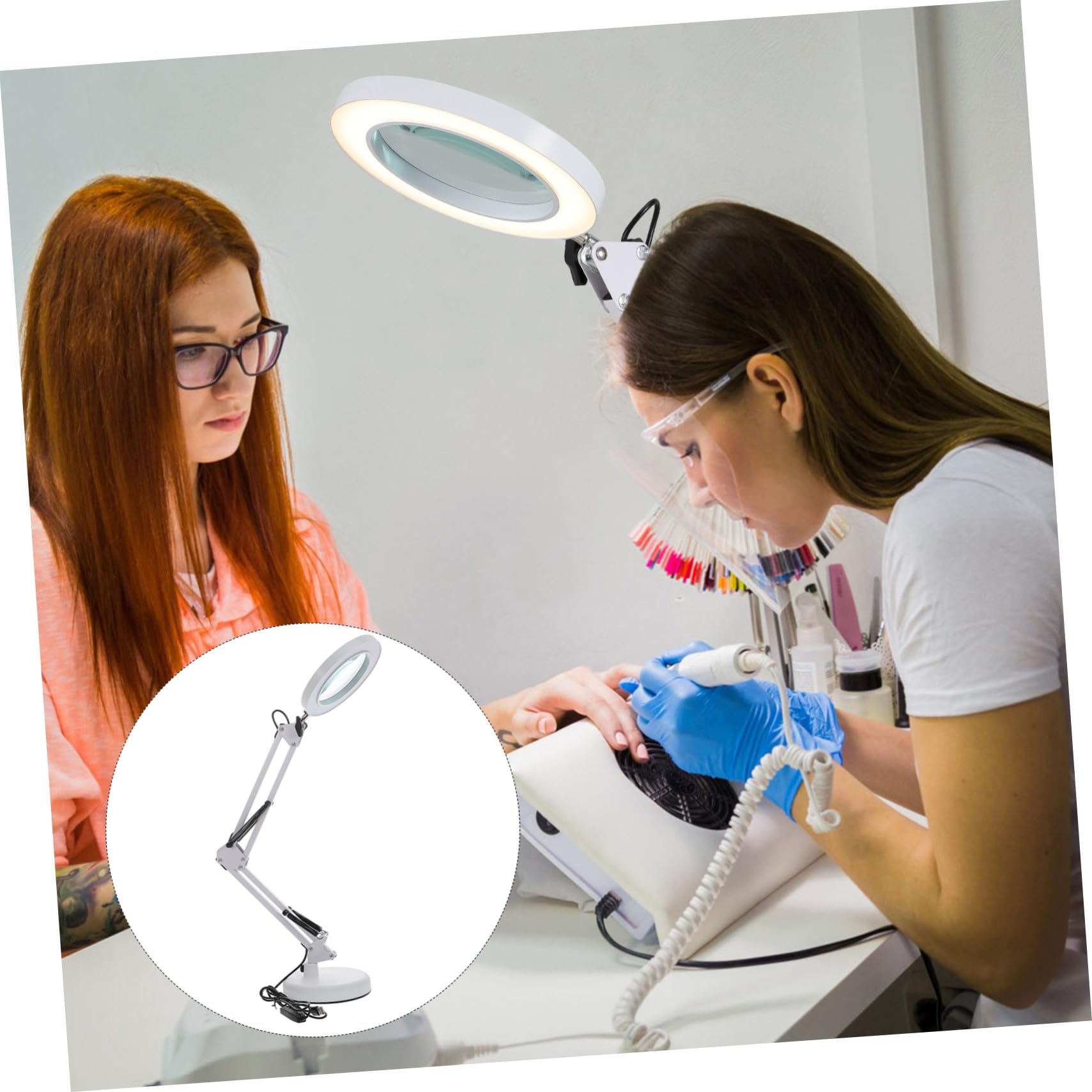 Gatuida Lámpara de Aumento LED Lupa 5x, Brazo Ajustable 3 Articulaciones, Luz Fría USB y Soporte para Escritorio, Fácil de Transportar y Usar