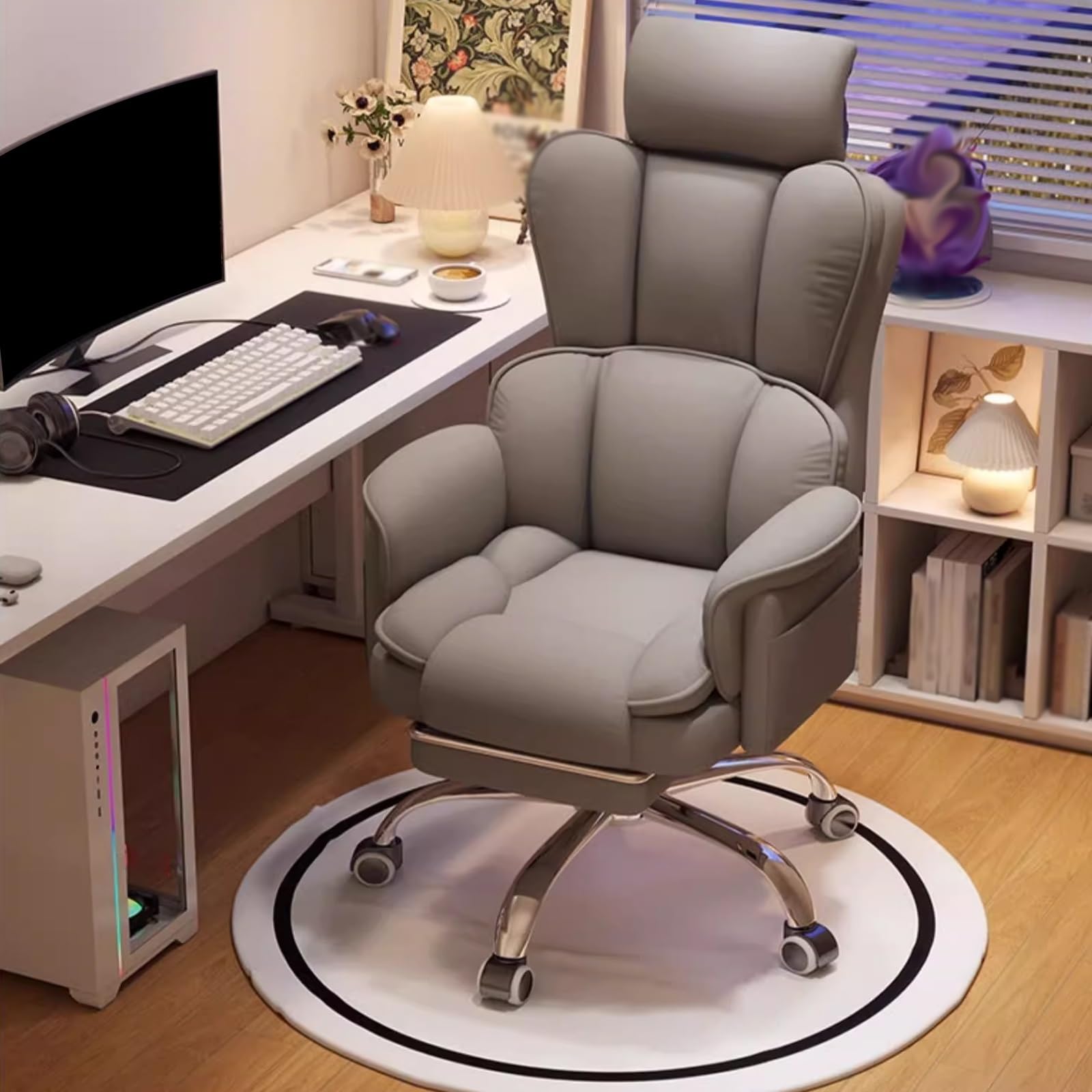 Sedia da ufficio ergonomica, regolabile in altezza, per computer, giochi, studio, design confortevole per lunghe sessioni di seduta