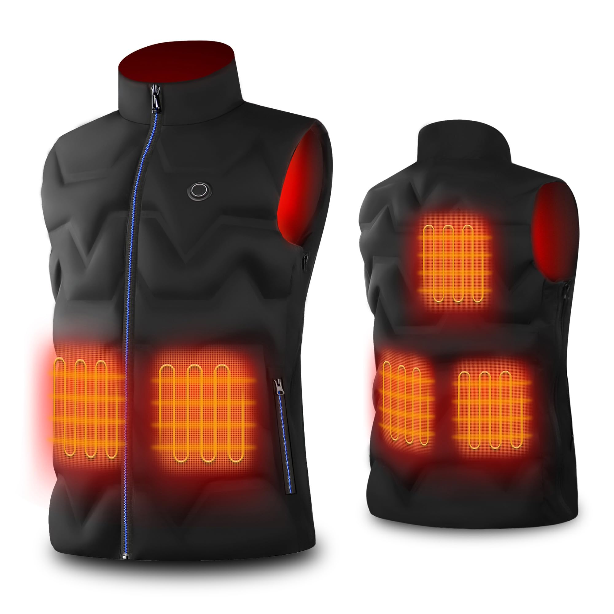 Gilet Riscaldato Uomo Donna con Batteria 3 Livelli di Impostazioni di Calore Lavabile Giacca Riscaldata Elettrico per All'aperto Lavoro, Pesca, Caccia e Campeggio