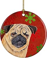 Vista 40 de Caroline's Treasures Dachshund copos de nieve rojos y verdes, adorno de cerámica de Navidad para colgar en el árbol de Navidad, decoración