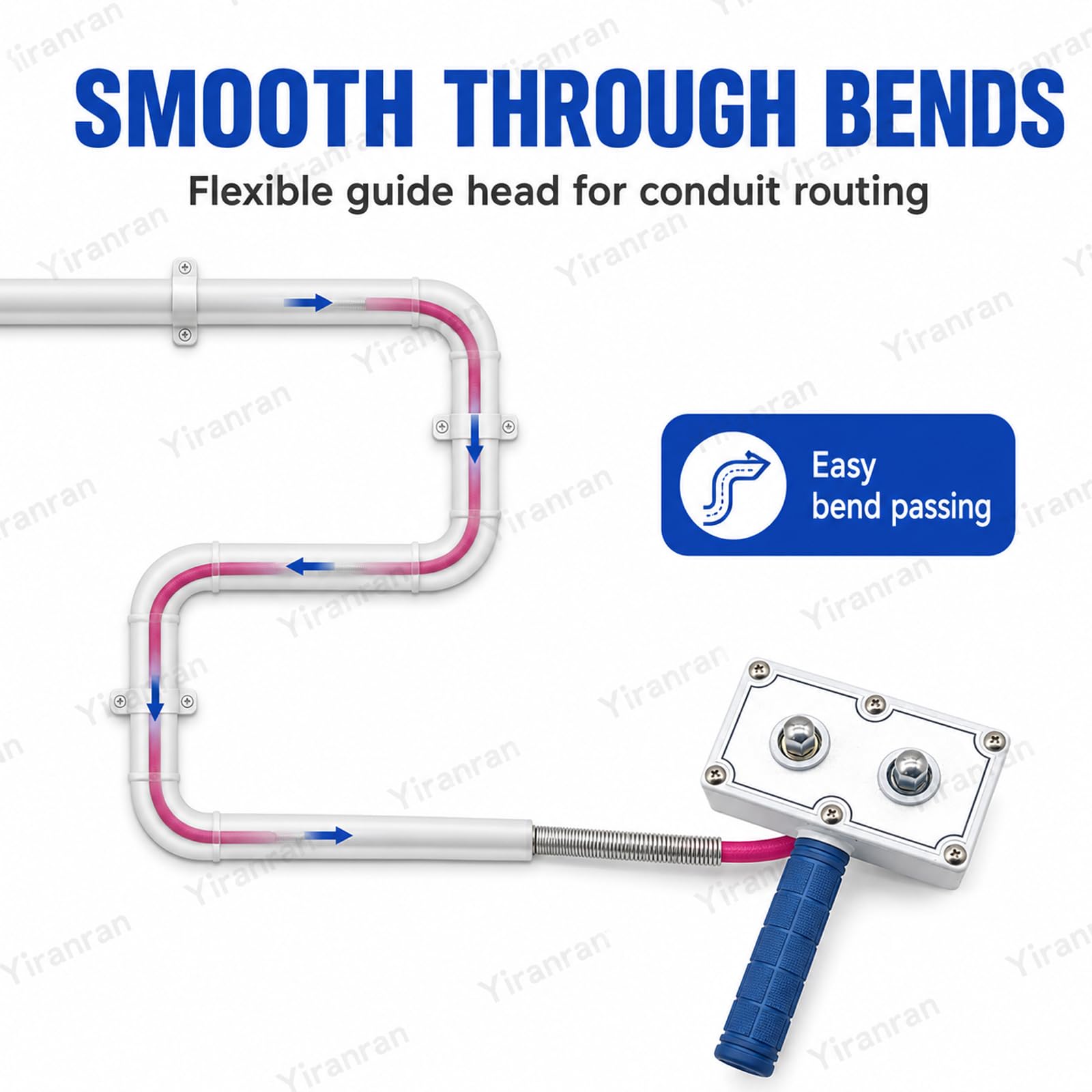 Herramienta profesional para el tendido de cables de electricistas, extractor de cables accionado por taladro, guía pasacables, cabezal de guía de resorte flexible, para instalación rápida de cables
