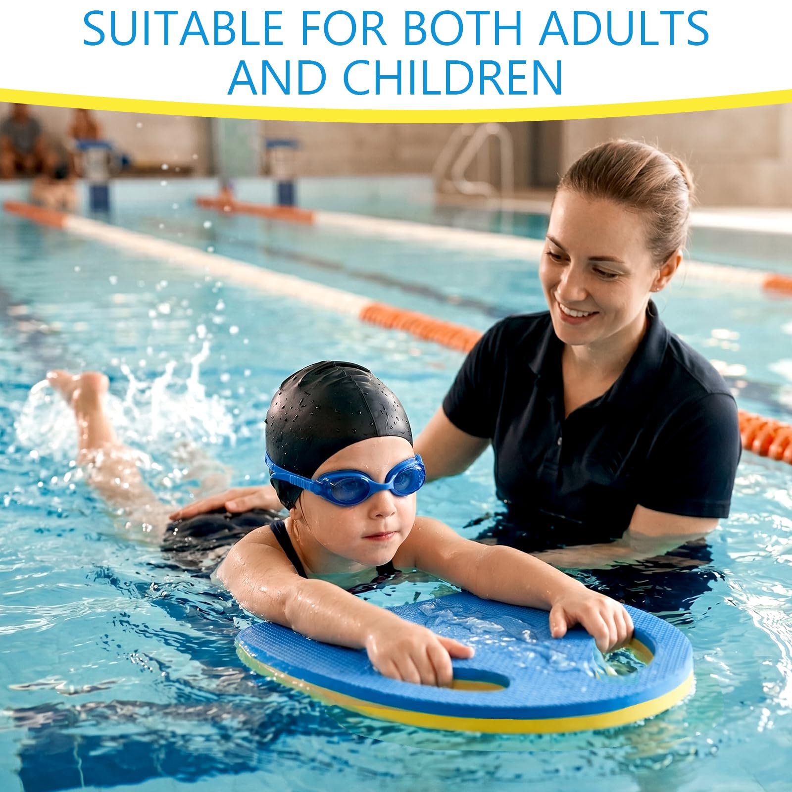 1 Unidad Tabla de Natación Kickboard, Espuma EVA para Niños y Adultos, Entrenamiento Natación Aquafitness, Forma en A con Asas 40 x 32 cm