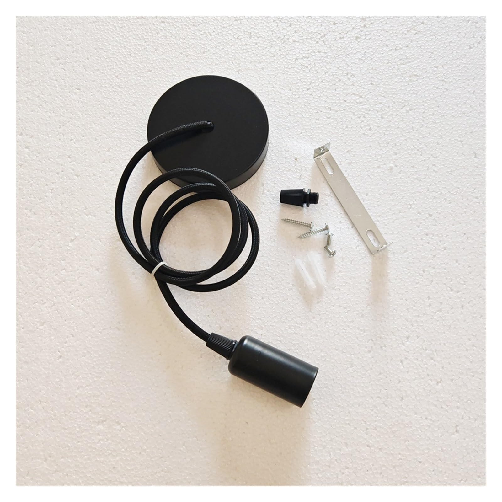 Lampenfassung E14 Hängelampenfassungen mit Kabel DIY einfache Deckenlampenfassungen(2m,Black-Set)