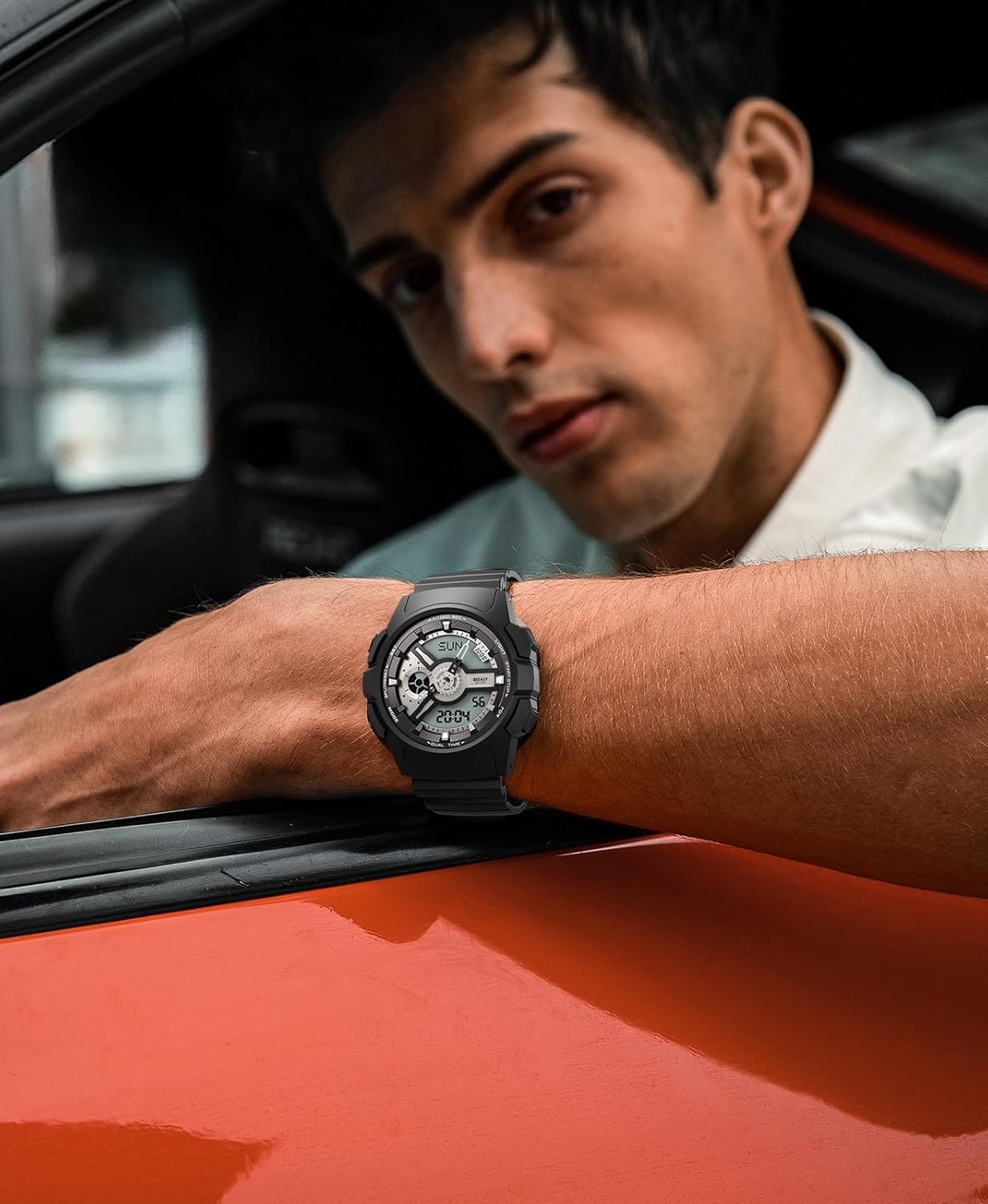 Beeasy Waterproof Mens Watches Sports Ourdoor, Military Watch Multi Function Stopwatch/4 Alarms/Countdown/Dual Time, Analog-Digital Synchronised Display Wrist Watch for Men - Image 5