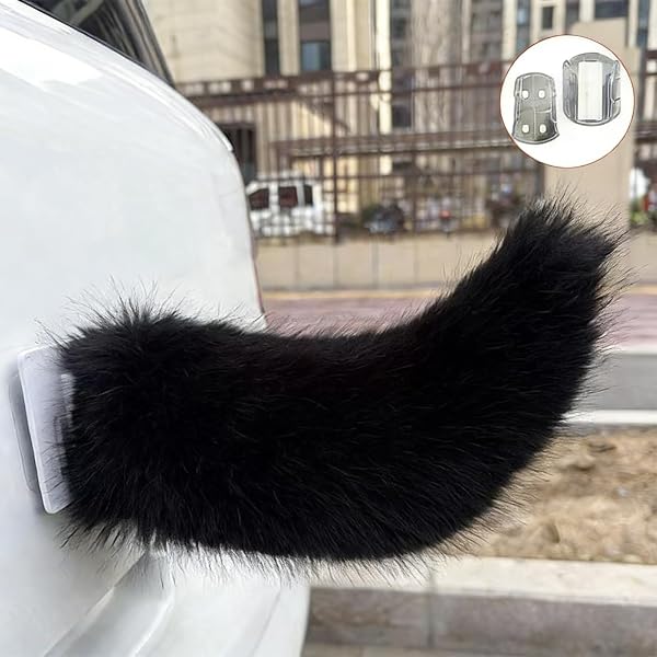 Queue de voiture électrique télécommandée, remuante, en peluche douce, rechargeable, décorative, pour cosplay, fête (noir) - 2