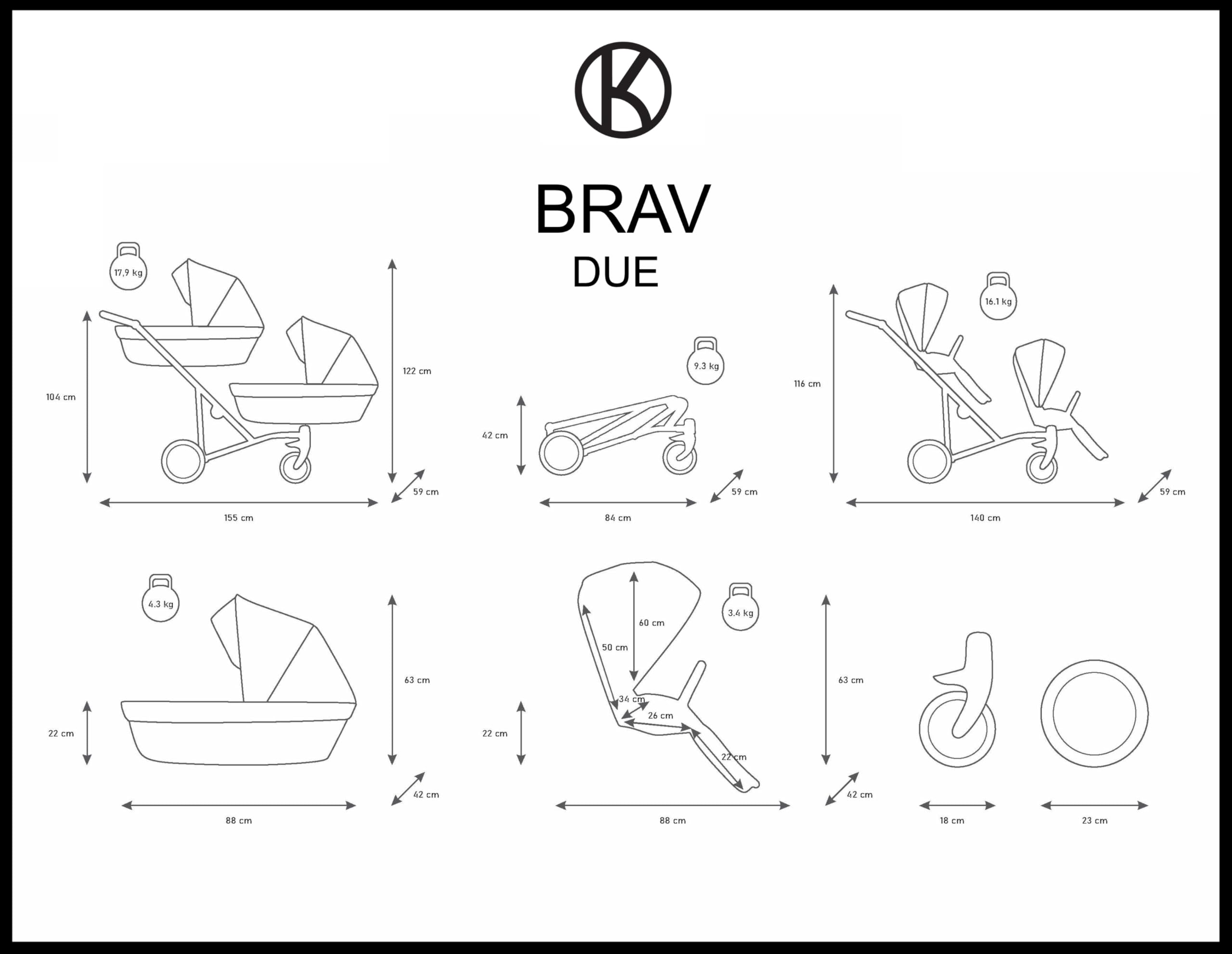Kunert BRAV DUO Passeggino Gemellare 2 in 1+Accessori: Comfort, Sicurezza, Praticità, design elegante e funzionale, sistema versatile, telaio in alluminio (menta/telaio nero)