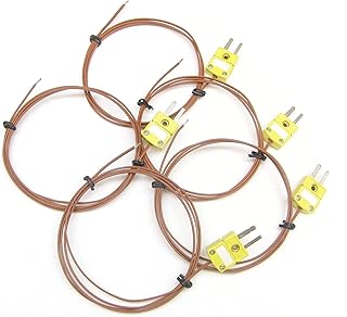 K-Type Thermocouple Wire PK-1 Temperature Sensor with High Temperature Plastic Insulation (Set of 5)