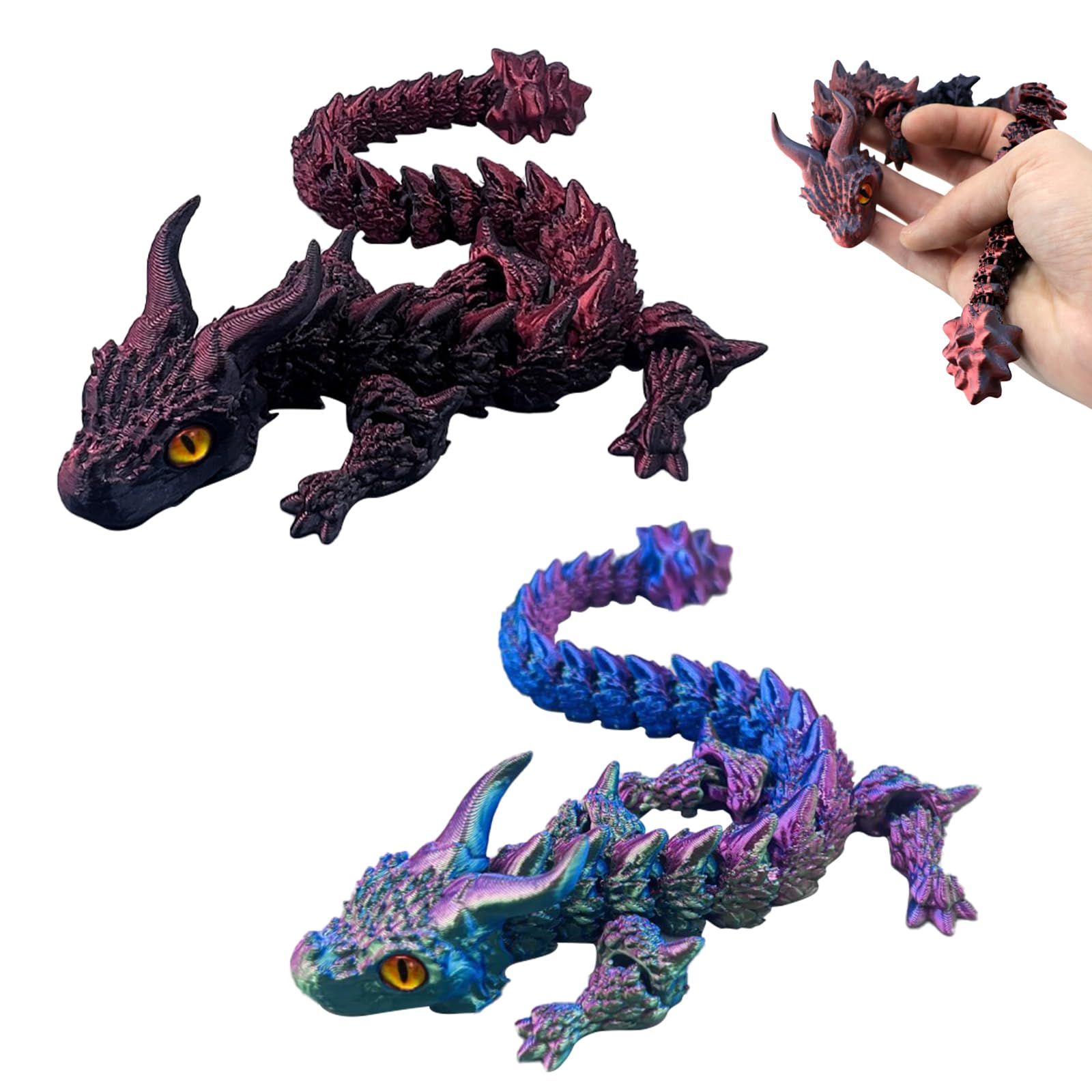 Dragon Imprimé 3D 60 Cm – Articulations Flexibles – Décoration De Bureau Et Jouet Réaliste