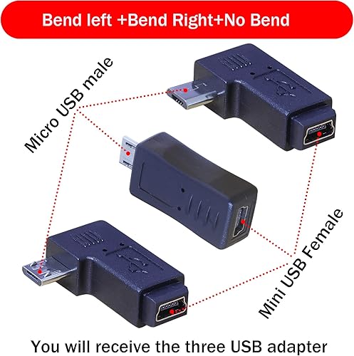Vista 2 de LGDehome Adaptador mini USB a micro USB, mini USB tipo B hembra a micro USB macho conector de extensión (USB Mini hembra a USB micro macho)
