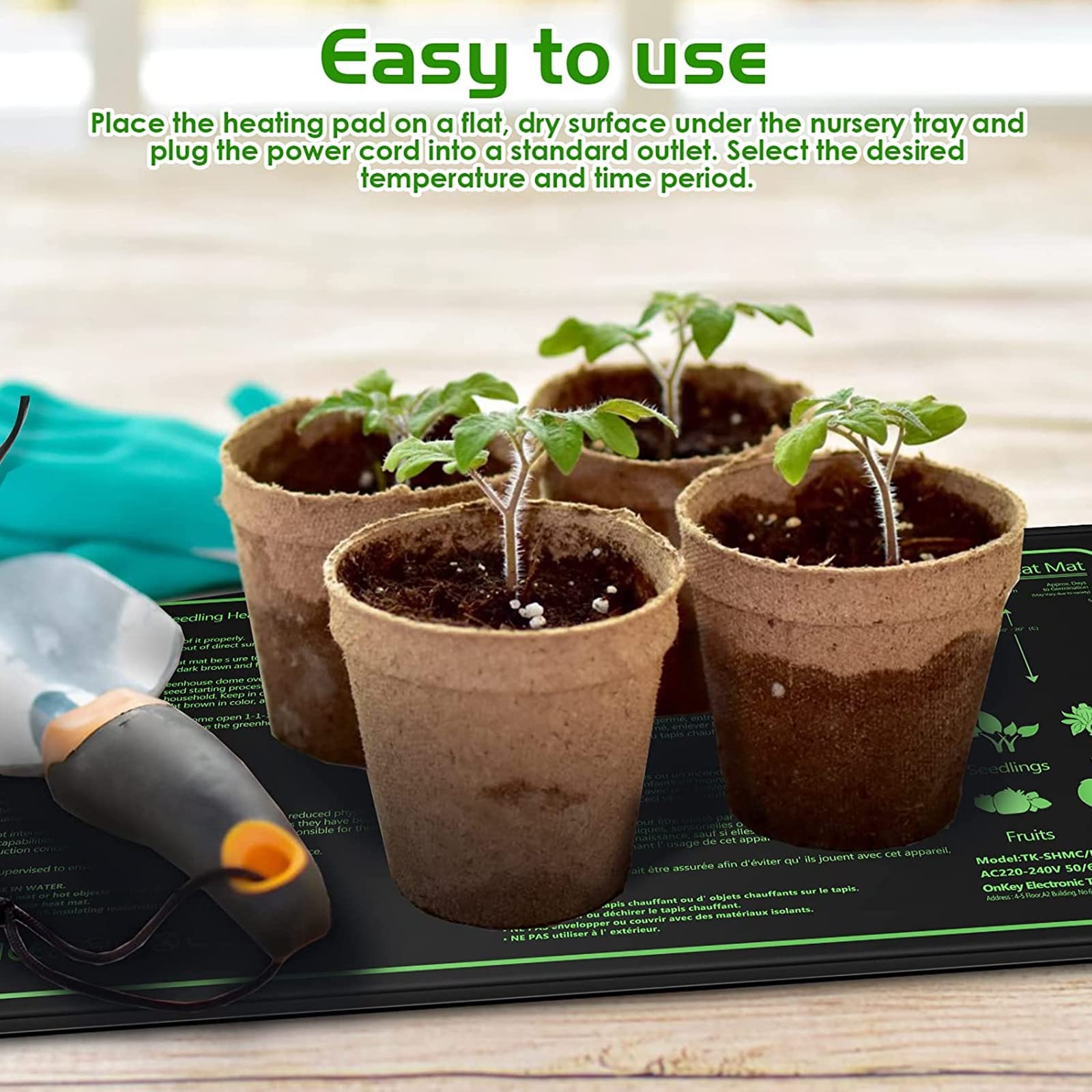 Tappetino Riscaldante Impermeabile per Piantine E Controller Termostato, Tappeto Termico per Serra Germinazione Anfibi Rettili con LED E Sonda Regolabile, 6 Temperature E 6 Set di Timer,10"x20"