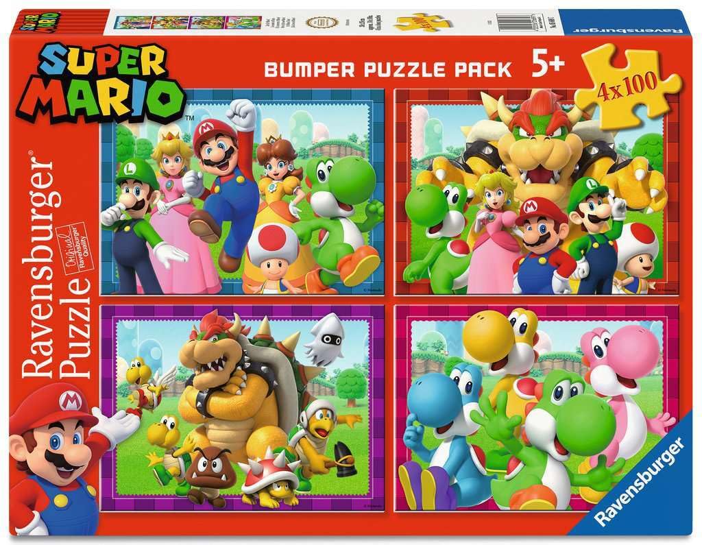 Children's Puzzle 4 x 100 Pieces - Nintendo Super Mario - Time for Mario!